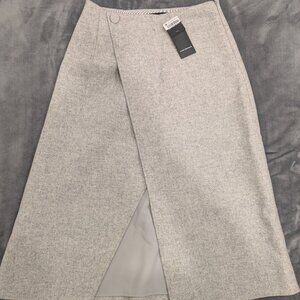 Club Monaco Heather Gray Wrap-Front A-Line Skirt